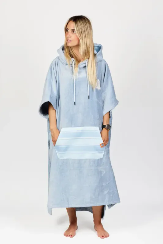 Poncho High End - 100% Cotton - Bleached Blue